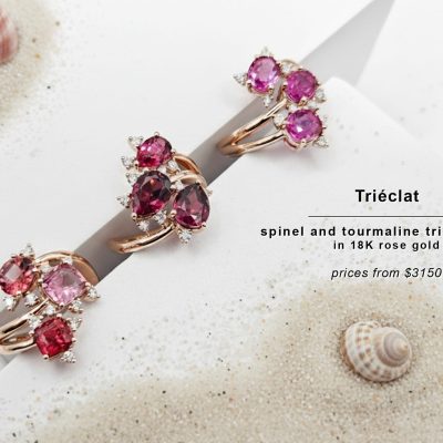 TRIECLAT COLLECTION - SPINEL AND TOURMALINE TRIPLET RINGS IN 18K ROSE GOLD