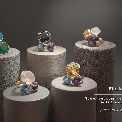 FLORIA COLLECTION - FLOWER-CUT SEMI-PRECIOUS RINGS IN 14K ROSE GOLD
