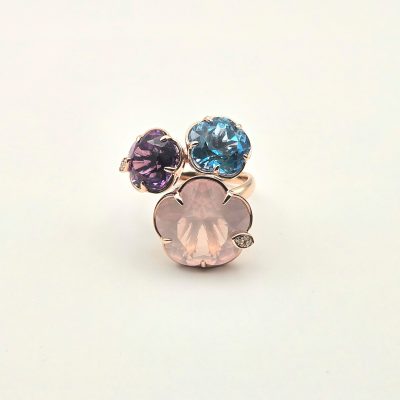 RG0874 - ROSE QUARTZ, AMETHYST, BLUE TOPAZ