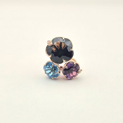 RG0877 - SMOKY QUARTZ, BLUE TOPAZ, AMETHYST
