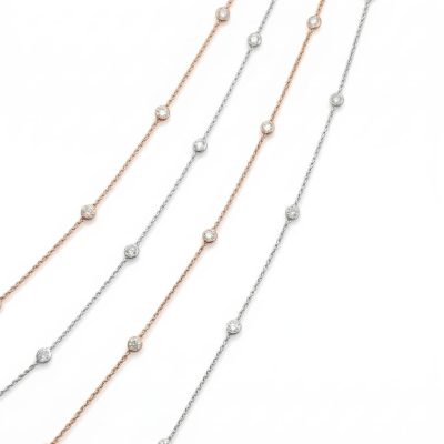 BUBBLE NECKLACES - 13 POINTERS - LAB-GROWN DIAMONDS WITH 9/10K ROSE AND WHITE GOLD