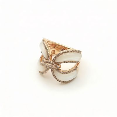 RG0887 - Mother-of-pearl, Diamonds, 18K rose gold