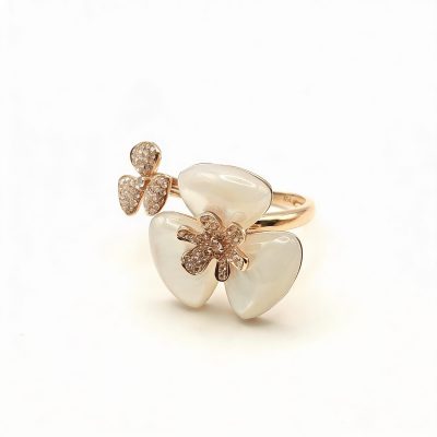 RG0891 - Mother-of-pearl, Diamonds, 18K rose gold