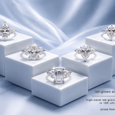 LAB-GROWN STATEMENTS – SOLITAIRE AND TRINITY RINGS IN 18K WHITE GOLD