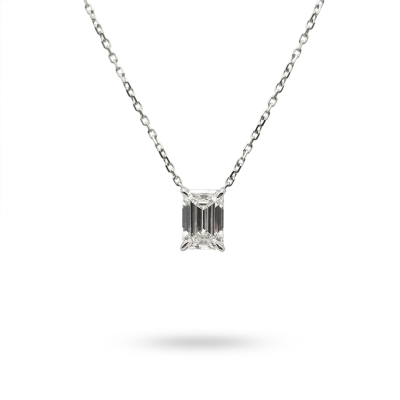 LGD NECKLACE - Lab-grown Diamond, Emerald cut, 18K white gold