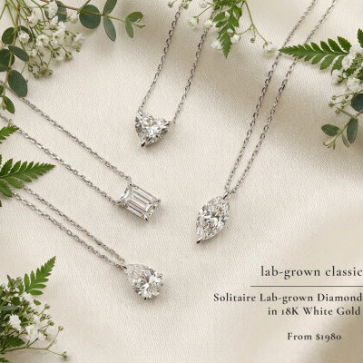 LAB-GROWN CLASSICS – SOLITAIRE NECKLACES IN 18K WHITE GOLD
