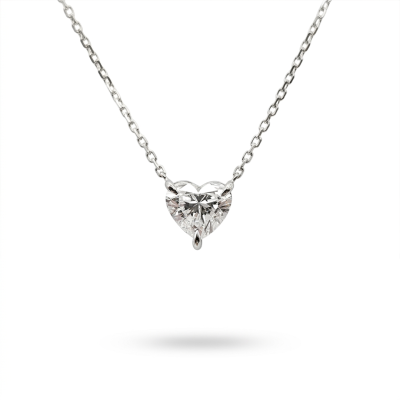 LGD NECKLACE - Lab-grown Diamond, Heart cut, 18K white gold