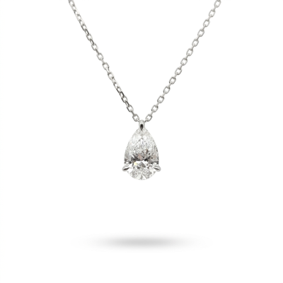 LGD NECKLACE - Lab-grown Diamond, Pear cut, 18K white gold